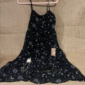 Black Sun and Moon Patterned Dress Celestial Bundle 6 items plus 10 bangle stack